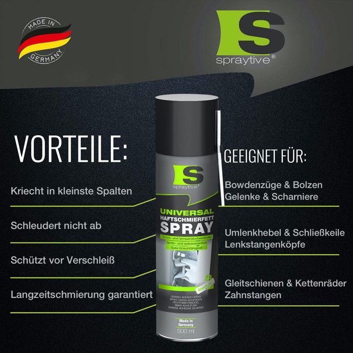 Spraytive 1× 500ml – universal spray of adhesive grease, penetrating lubricant for cars, joints and bearings