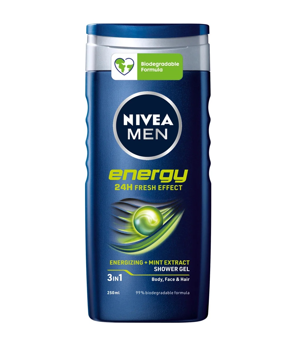 NIVEA Energy doucheshampoo voor mannen, verfrissend en revitaliserend.