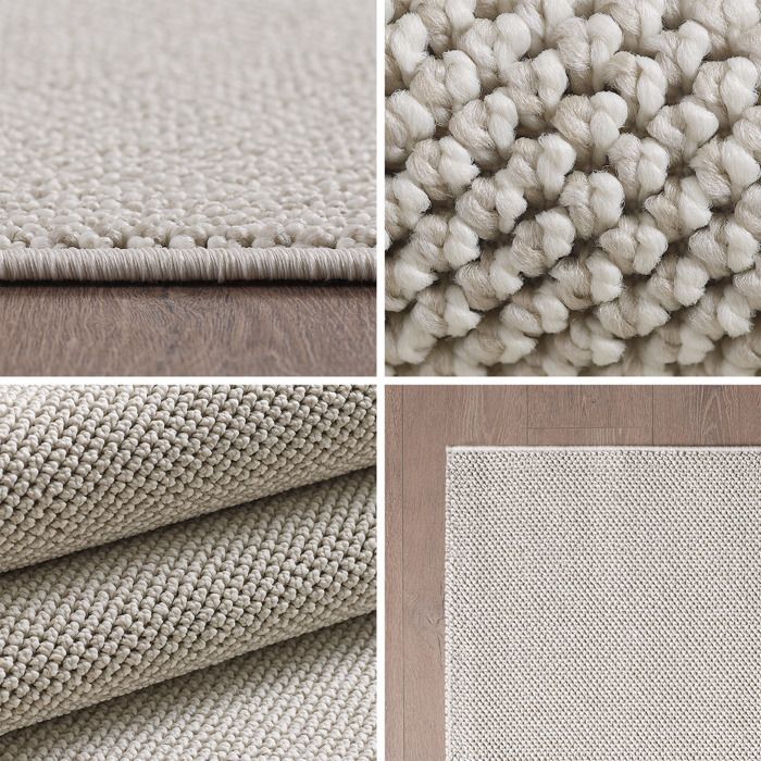Carpetsale24 Tappeto da soggiorno color crema 240x340 cm, moderno, tinta unita, a ricciolo misto, facile da pulire, decorativo, morbido