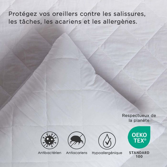 Protège oreiller - HOMESCAPES - Lot de 4 - Matelassé en polycoton - 50 x 75 cm