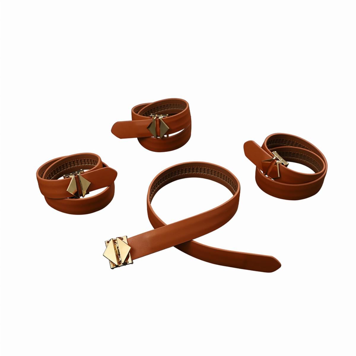Juego de sujeción Lockink de 8 correas de bondage, color marrón.