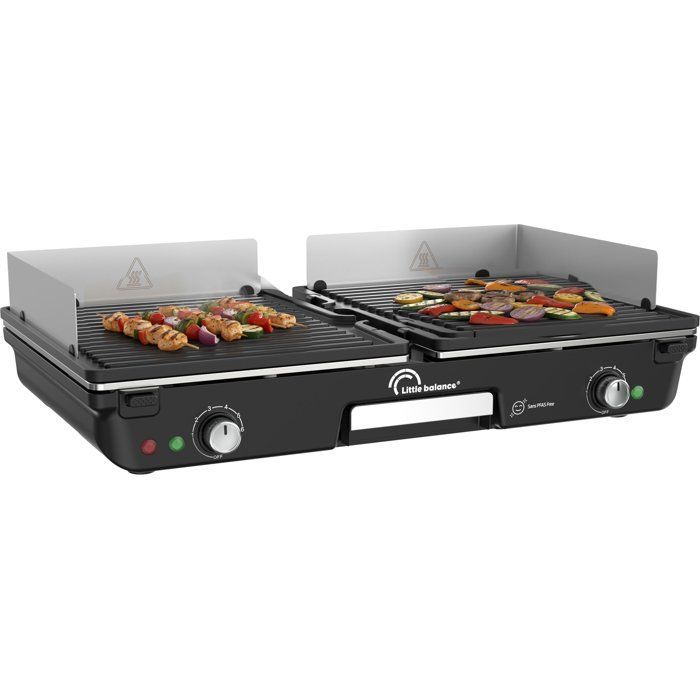 Piastra elettrica - LITTLE BALANCE - Dual 2000 Nopifas - 2000 W - 2 zone di cottura indipendenti - Senza PFAS - Nera