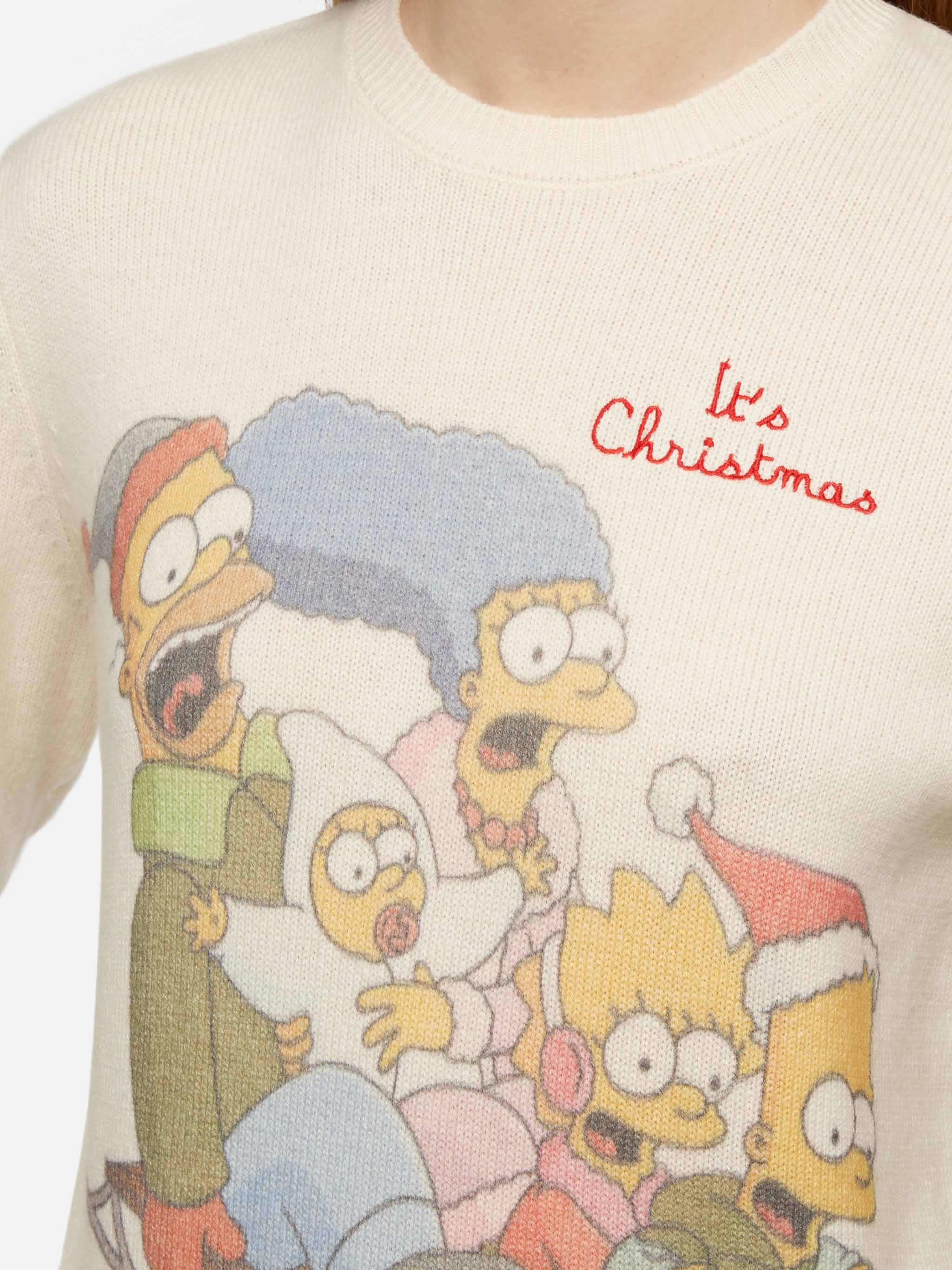 Maglione bianco da donna New Queen con stampa Simpson family | SIMPSON
