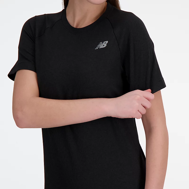 Dámské pletené tričko slim fit - ČERNÁ MELANŽ