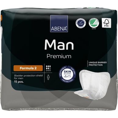 Abena Man Premium Unique Barrier Formula 2 -suojasiteet miehille inkontinenssin kanssa 15 kpl 15 kpl