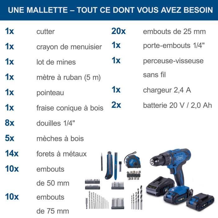 C-DTB74/2-X Cordless Drill Driver Kit - 50Nm, 13mm Chuck + 74 Accessories - SCHEPPACH 20V IXES + 2 x 2Ah Batteries + Charger