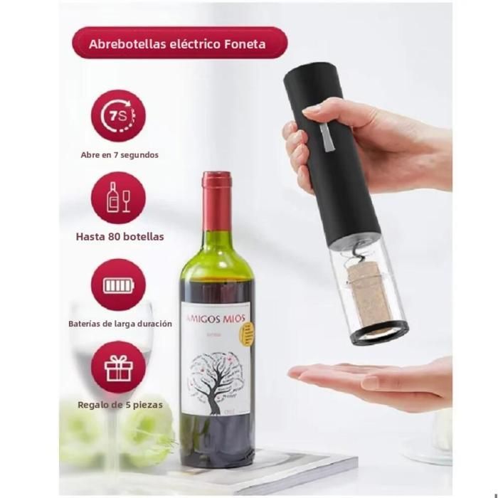 Silver electric wine bottle opener with foil cutter and screwdriver, smart automatic kitchen accessories