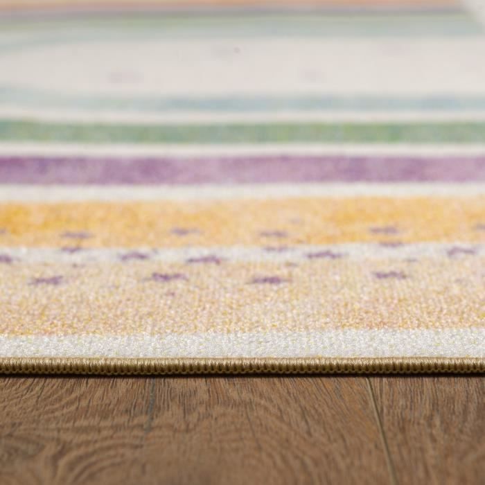 Tapis de chambre d'enfant - SIMPEX - Design arc-en-ciel - Lavable - Crème - Mixte