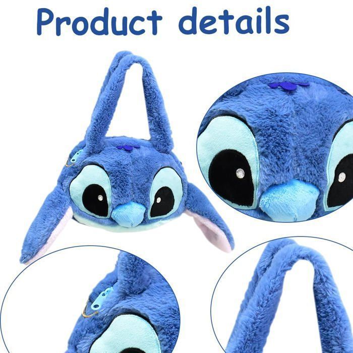 Peluche Sac À Dos enfants en peluche sac, Sac à bandoulière en toile avec grande capacité, Mini Sac à Dos Peluche,Bleu-25
