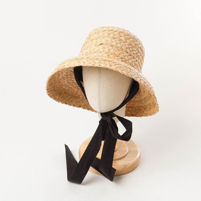 FUNMOON Sombrero de sol de paja y rafia hecho a mano para niño, estilo retro, ala plana, plegable, ideal para viajes y vacaciones - 588021
