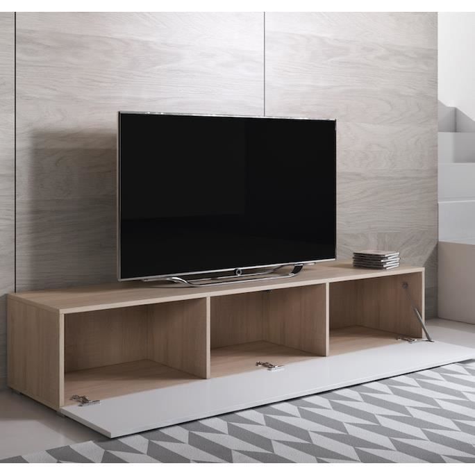 Mueble para TV - DISEÑO DE MUEBLES - Luke H2 - Puerta(s) - Sonoma e blanco - Brillante