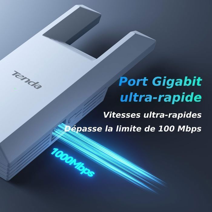 Tenda Répéteur WiFi Puissant A18 Pro, Amplificateur AC1200 Mbps(2.4GHz/5GHz), Port Ethernet Gigabit, Couverture jusqu’à 150 m²
