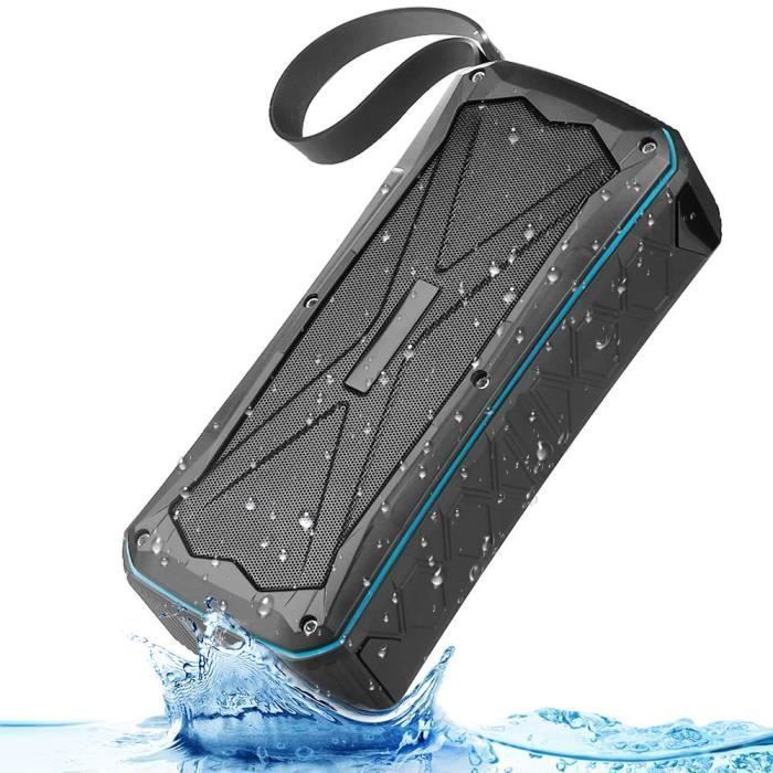 Bluetooth Speaker - EFCONNECTION - Waterproof Model - 12-Hour Battery Life - External Battery - Black