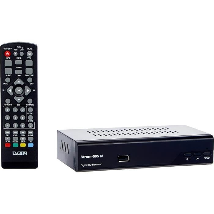 HD-Digital-Terrestrischer-Fernseh-Decoder (DTT) – HD LINE – STROM 505 – HDMI – SCART – Schwarz