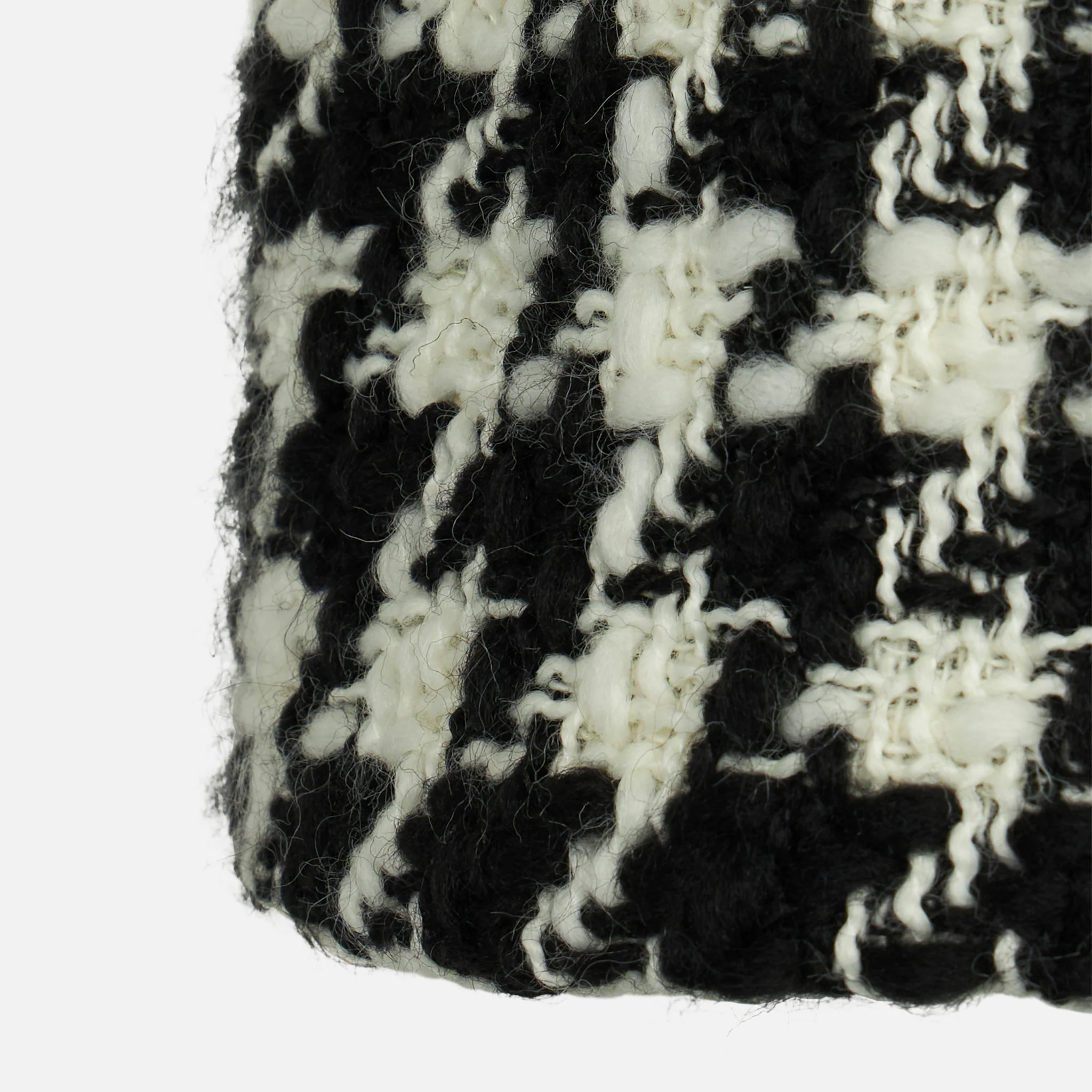 Meisjesrok van wol met franjes en pied-de-pouleprint