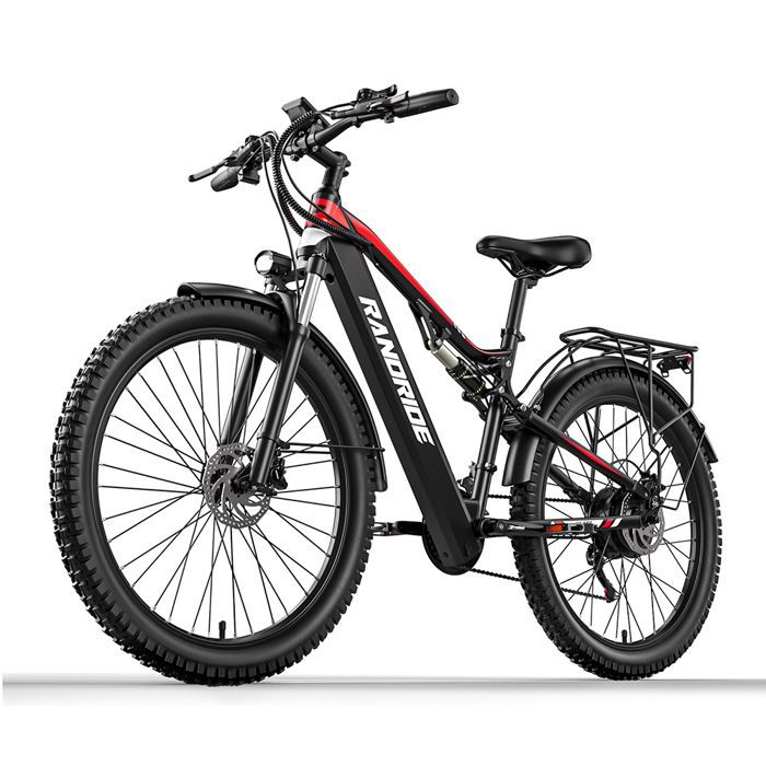 RANDRIDE YG90 Vélo Électrique 1000W, 45 km/h, autonomie 50 km, batterie 17Ah, suspension intégrale, écran LCD couleur 4
