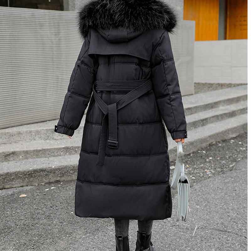 Detachable Hat Winter Jacket Womens Large Fur Collar Women Long Coats Loose Leisure Parka Coat Female Down Cotton Outwear