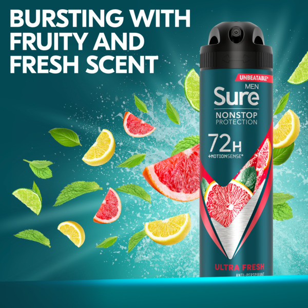 Aerosol antiperspirant Sure pentru bărbați, ultra fresh non-stop, 150 ml