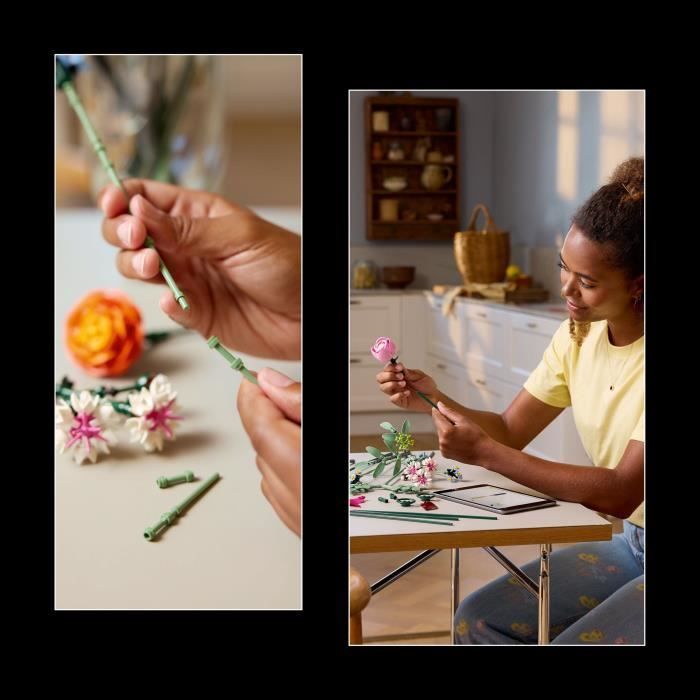 LEGO Botanica 10342 Il Grazioso Bouquet di Fiori Rosa - Set di Costruzioni per Adulti