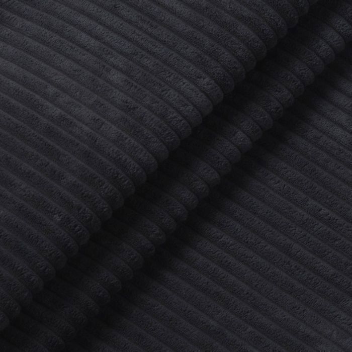 Canapé d'angle LISA convertible réversible coffre velours côtelé noir anthracite