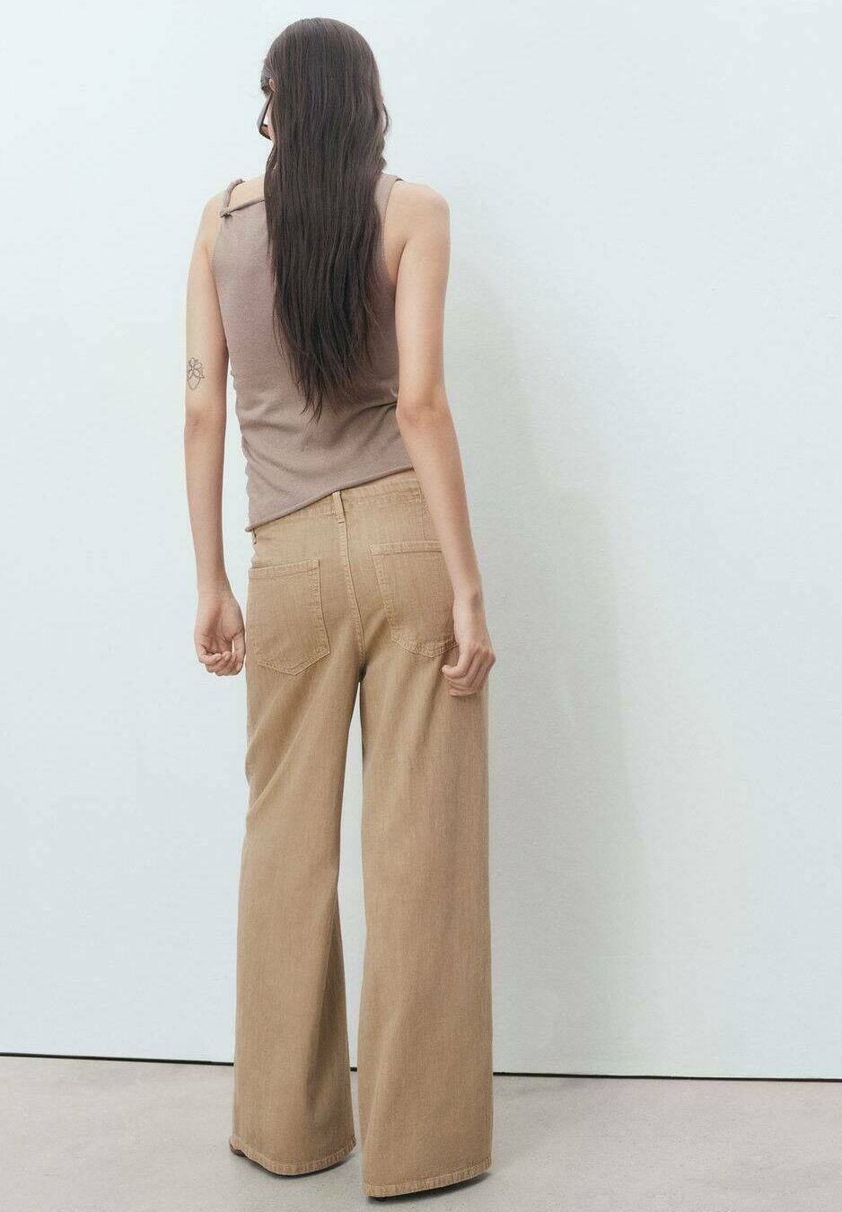 Mango WIDE MET RIEM - Broek - zand