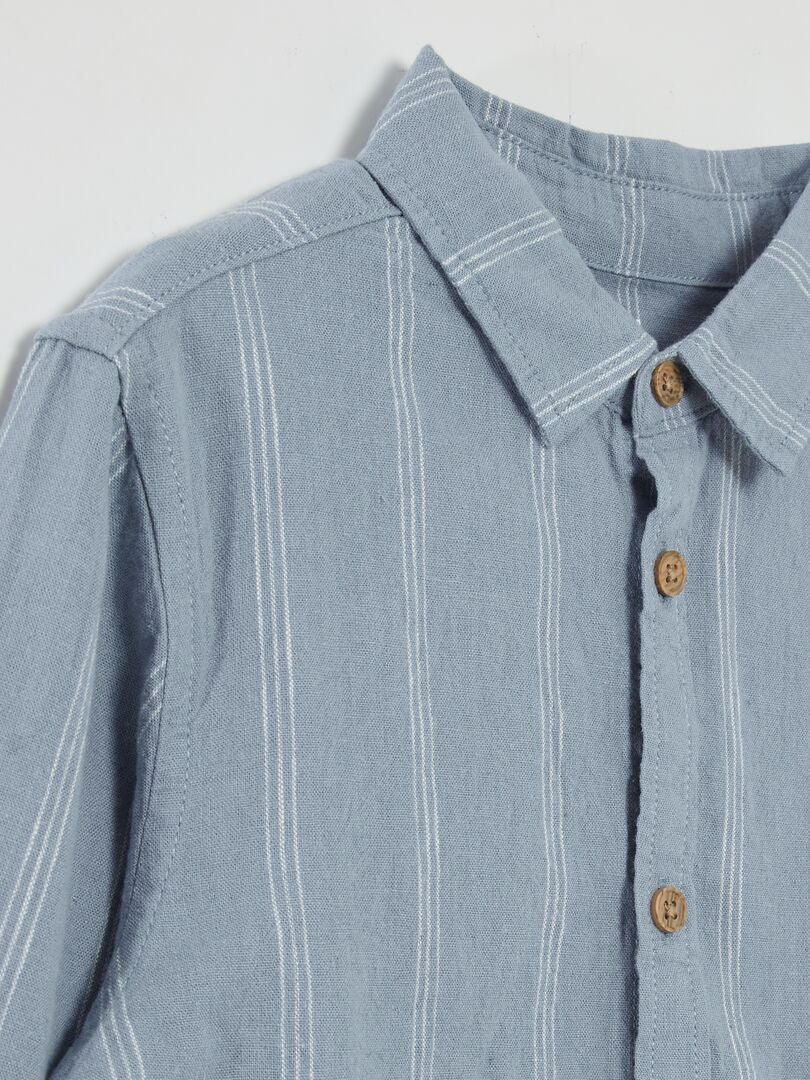 Camisa com mangas dobráveis - AZUL