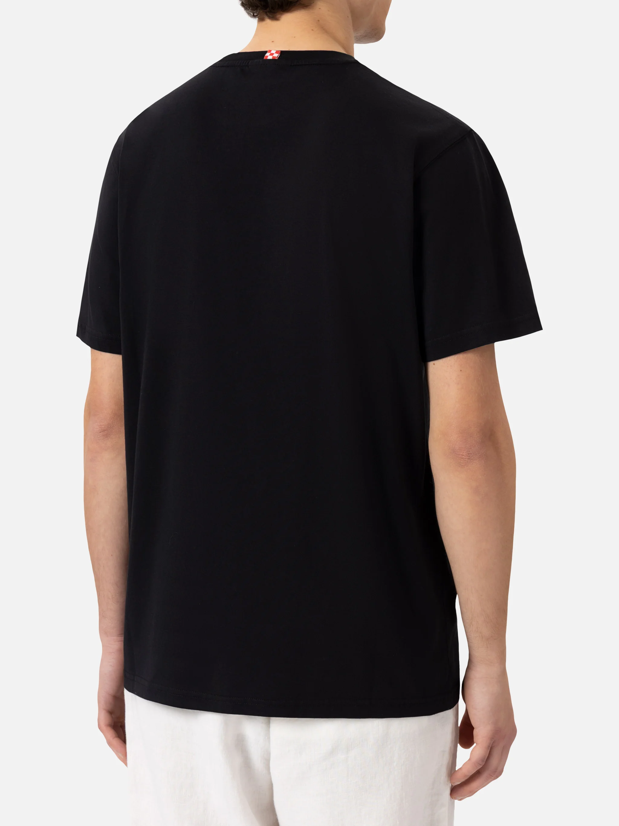 Camiseta de algodón Austin con bordado y estampado de reloj.