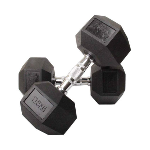 Ensemble de poids hexagonaux en caoutchouc de 17,5 kg pour salle de sport