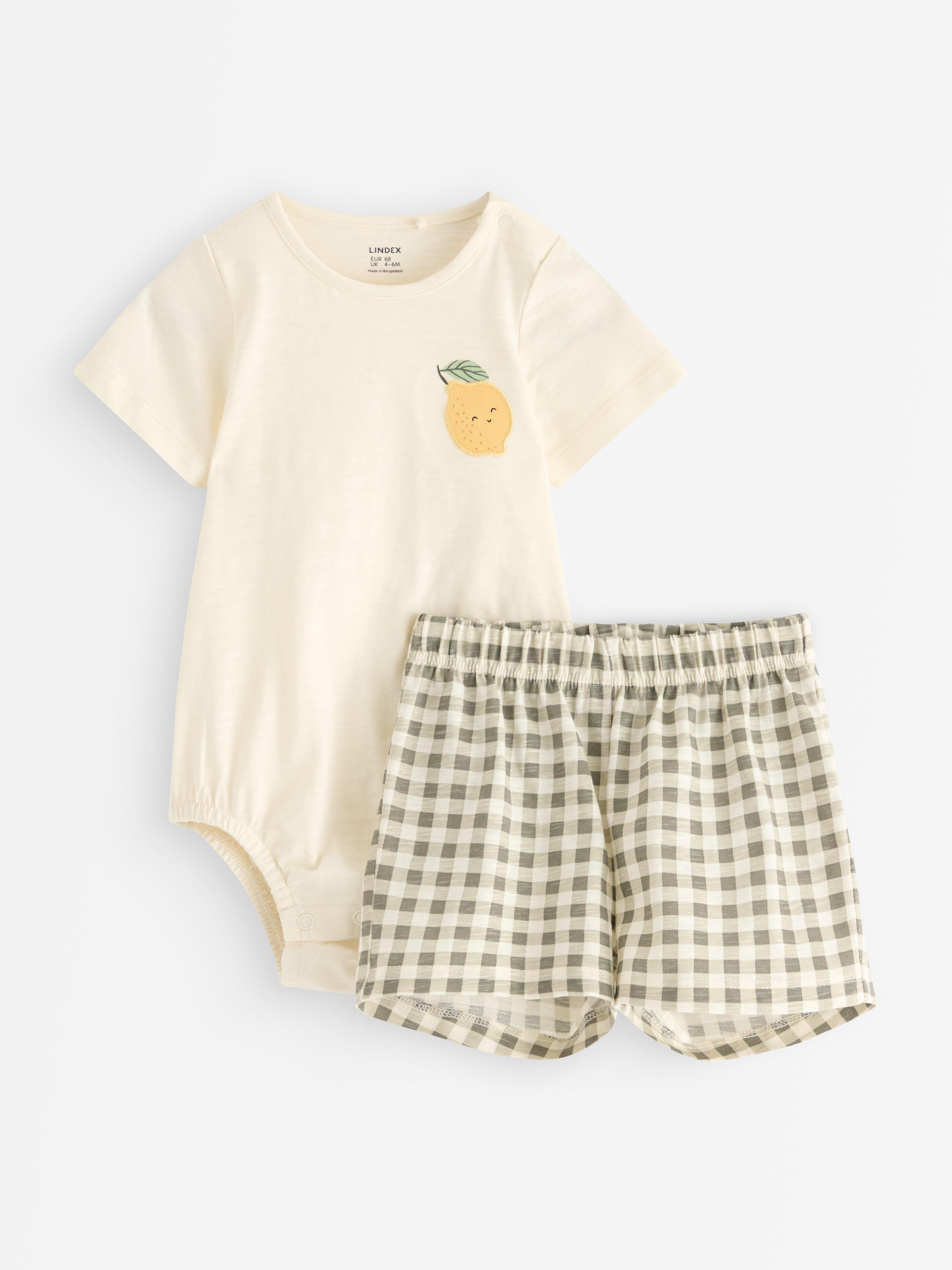 Sett - bodysuit og shorts Hvit