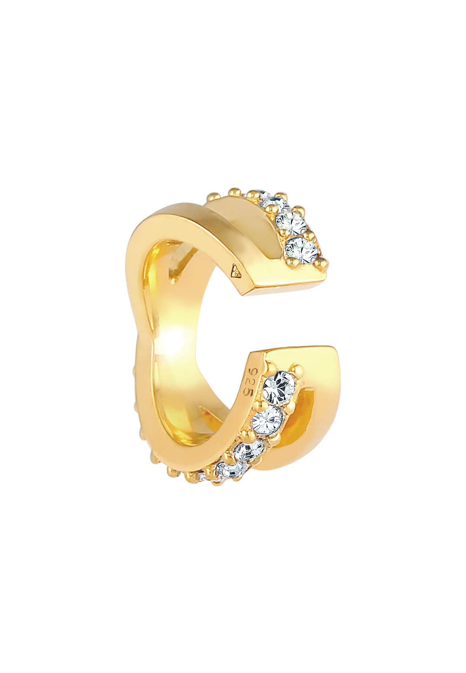 Elli Couvre-oreilles pour dames croisé élégant avec cristaux en argent 925 Sterling