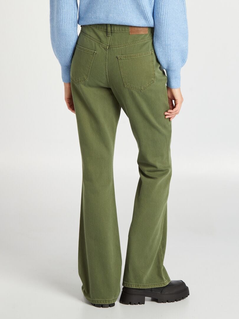Pantalones acampanados - 5 bolsillos - VERDE