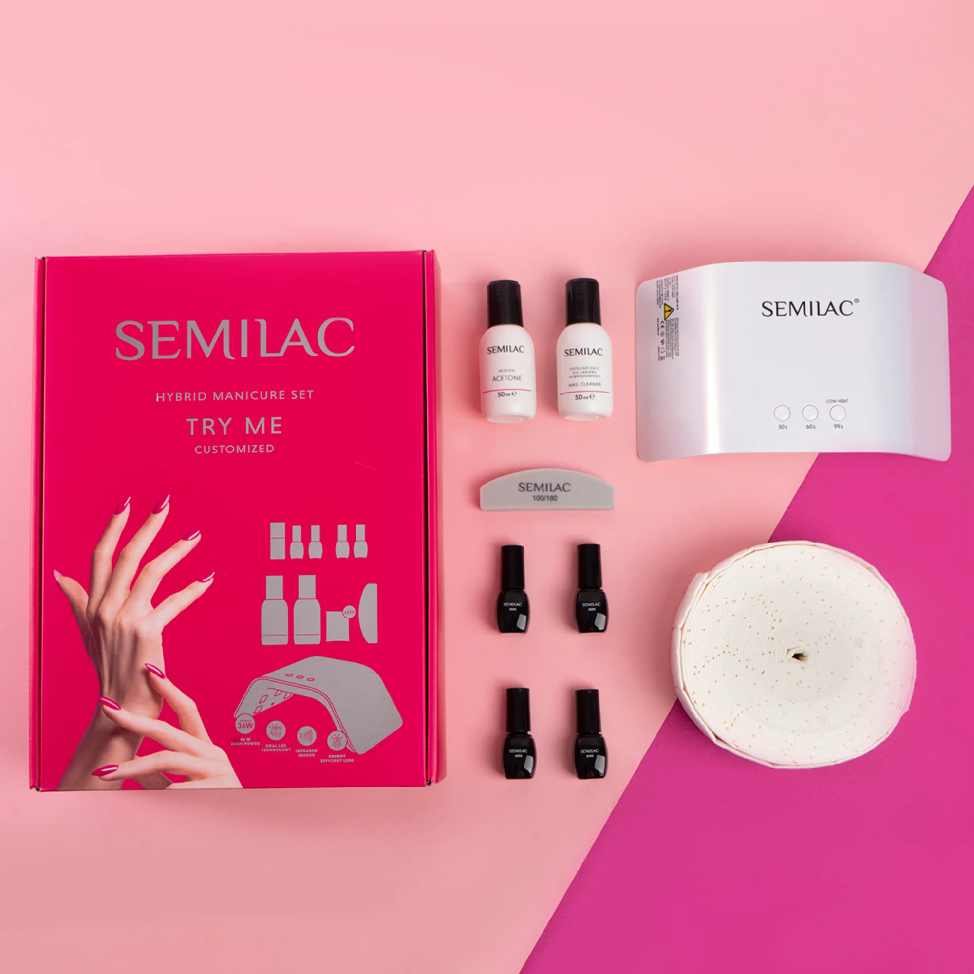 Starter Set Set TRY ME 24W/36 UV LED - Cofanetto Make Up, Smalto Effetto Gel