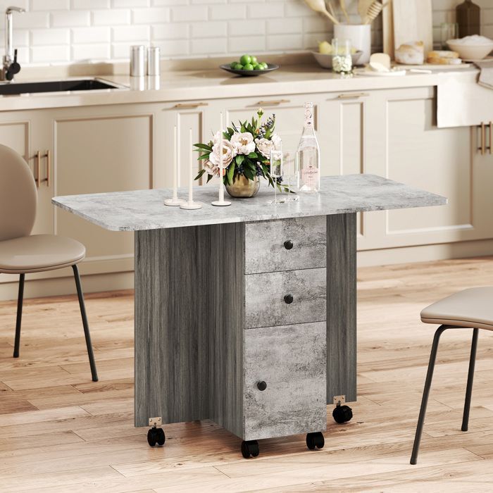 HOMCOM - Mesa de cocina - Tablero de partículas - 120x60x76,5cm - Gris
