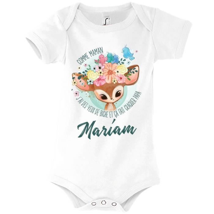 Rompertje voor babymeisjes - Mariam - Net als mama, met grote, lieve ogen - Wit - Comfortabel kledingstuk