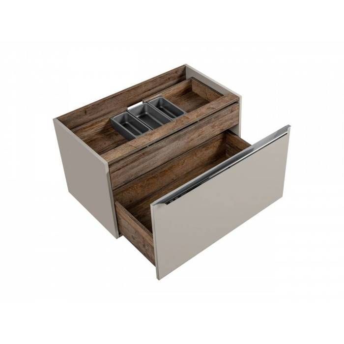 Ensemble salle de bain double vasques 160 cm + 4 éléments - Rosario Taupe