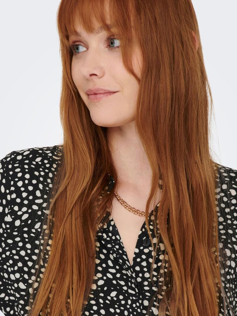 Vestido camisero corto con estampado de leopardo 'JDY' - NEGRO
