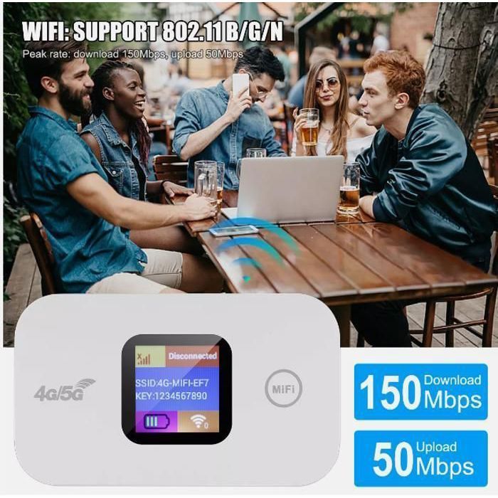 Router WiFi portátil - GIGICIAL - 4G/5G LTE - 15 horas de autonomía - Conecta 10 dispositivos - Pantalla LCD de 1,44