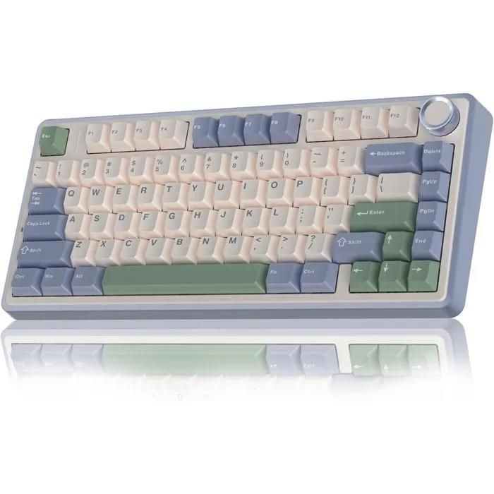 Tastiera meccanica da gioco wireless Aula F75 75% - 3 modalità, struttura con guarnizione, switch intercambiabili, tasti RGB - Verde cedro
