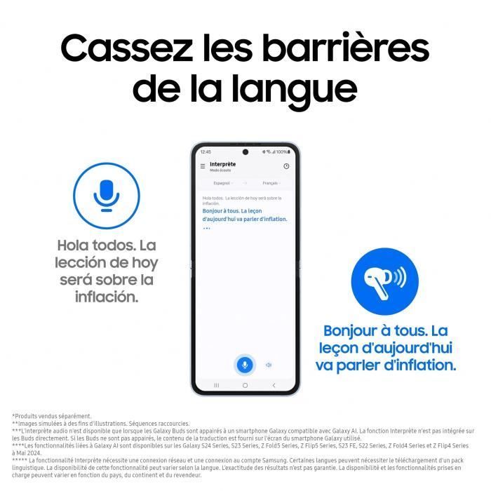 Fones de ouvido Samsung GALAXY Buds 3 prateados