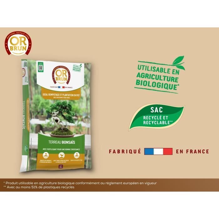 Sustrato para bonsáis - MARRÓN ORO - OBRTBON6U - 6L - Mejor desarrollo de las raíces