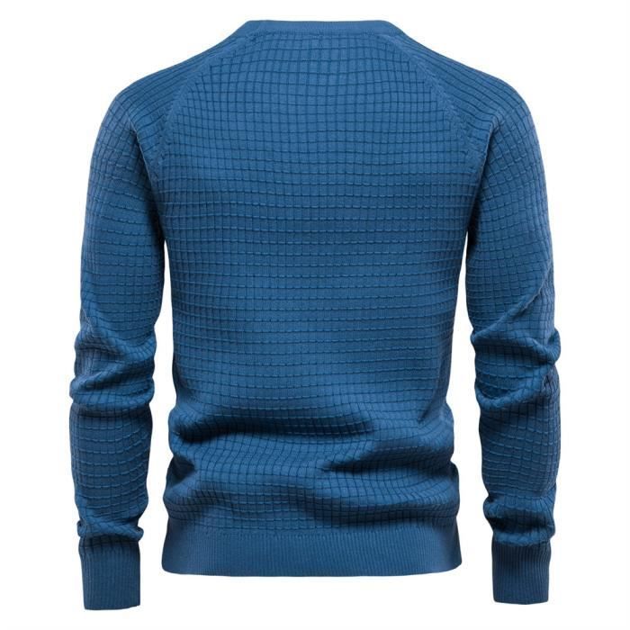 Jersey de punto informal de manga larga para hombre, color liso, tejido cómodo, ideal para otoño e invierno - Talla europea