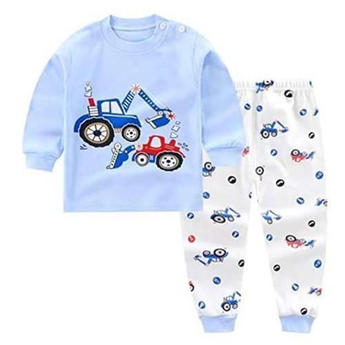 Conjunto de 3 pijamas de algodão para bebês meninos com estampa de desenho animado, para todas as estações. Roupa íntima infantil.