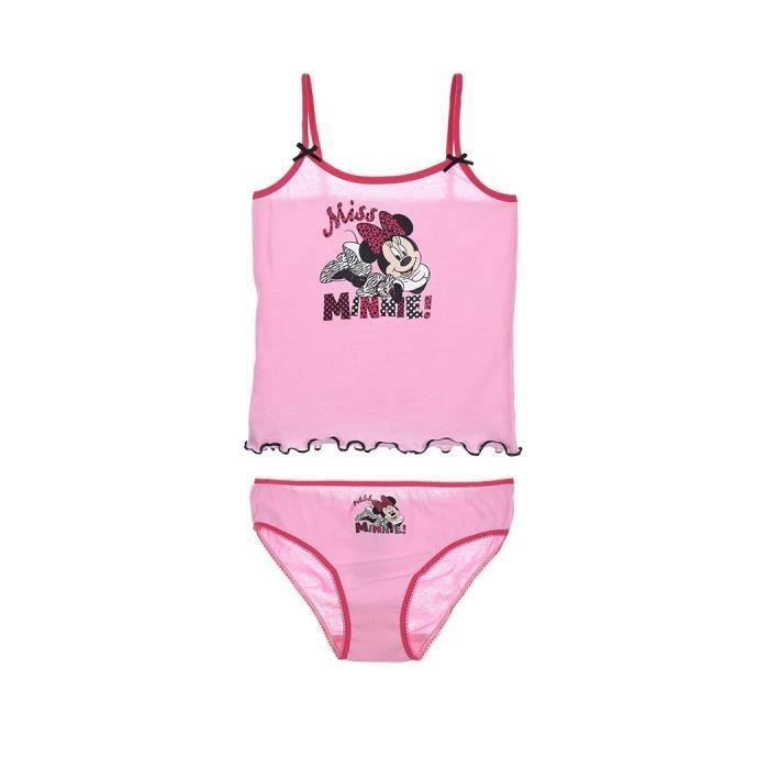 6/8 ROSA * Conjunto de camiseta sin mangas y bragas de Minnie Mouse Disney * Ropa interior para niñas