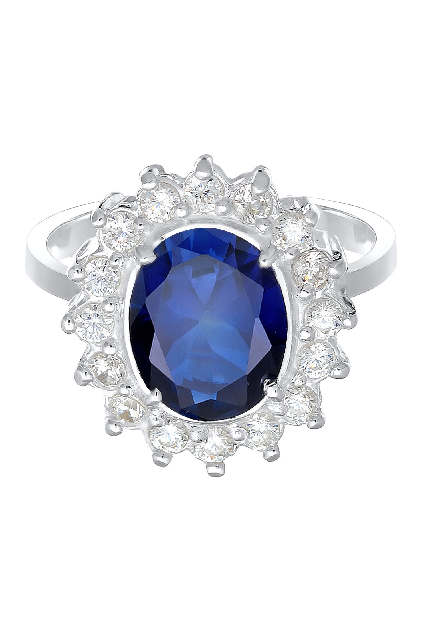 Elli Femmes Cocktail Royal avec Saphir Synthétique et Zirconium en Argent Sterling 925