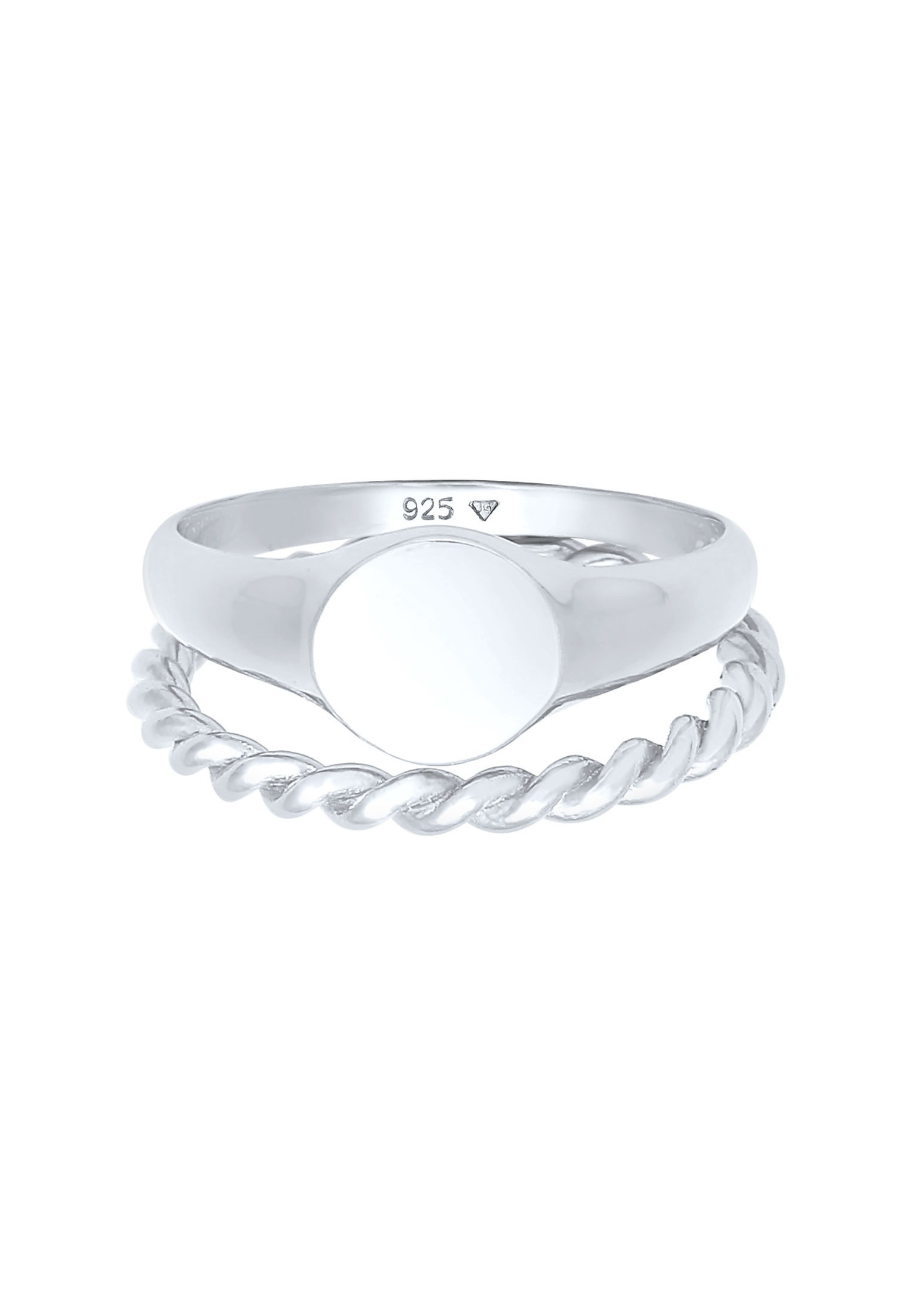 Elli Bague à chevalière pour dames Duo Basic Trend en argent 925