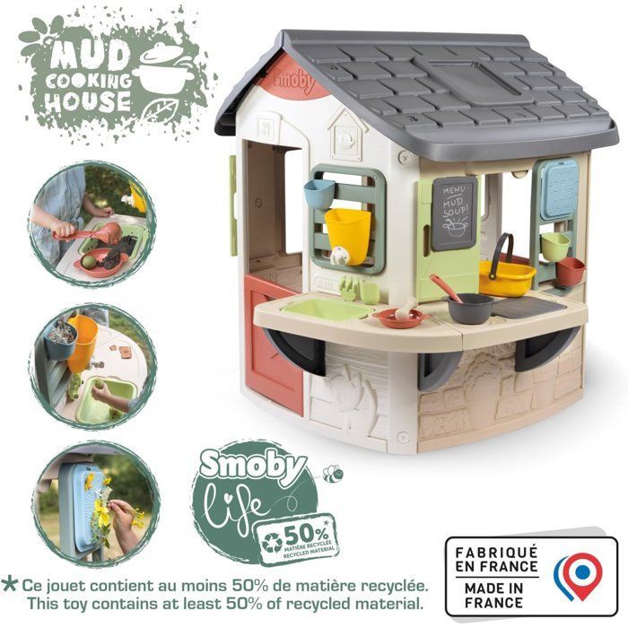 Smoby Life - Modderkookhuis - Gemaakt in Frankrijk - Gerecycled materiaal - 16 accessoires - Geschikt voor kinderen vanaf 2 jaar