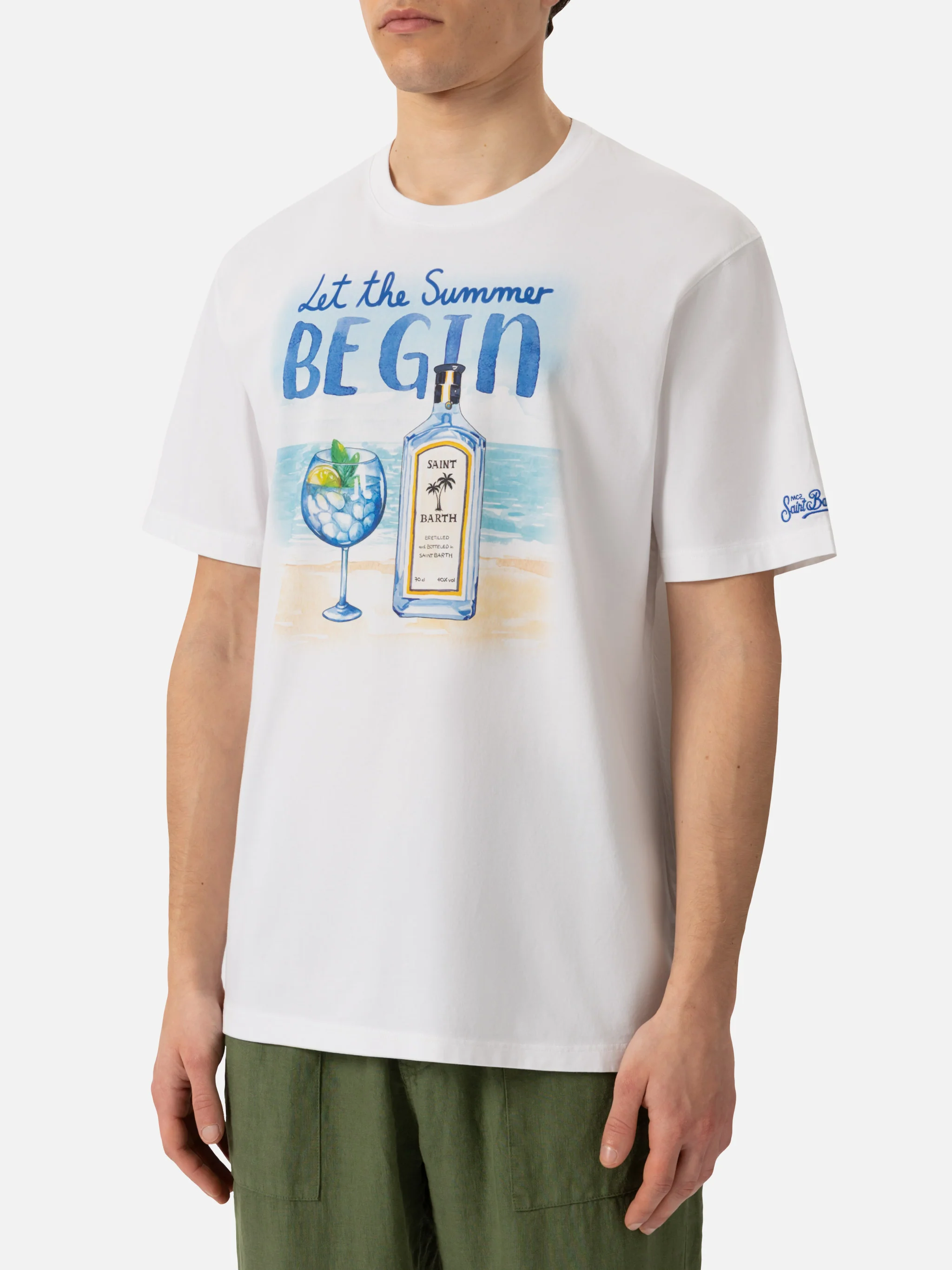T-shirt Man in cotone con stampa Let the Summer Be Gin