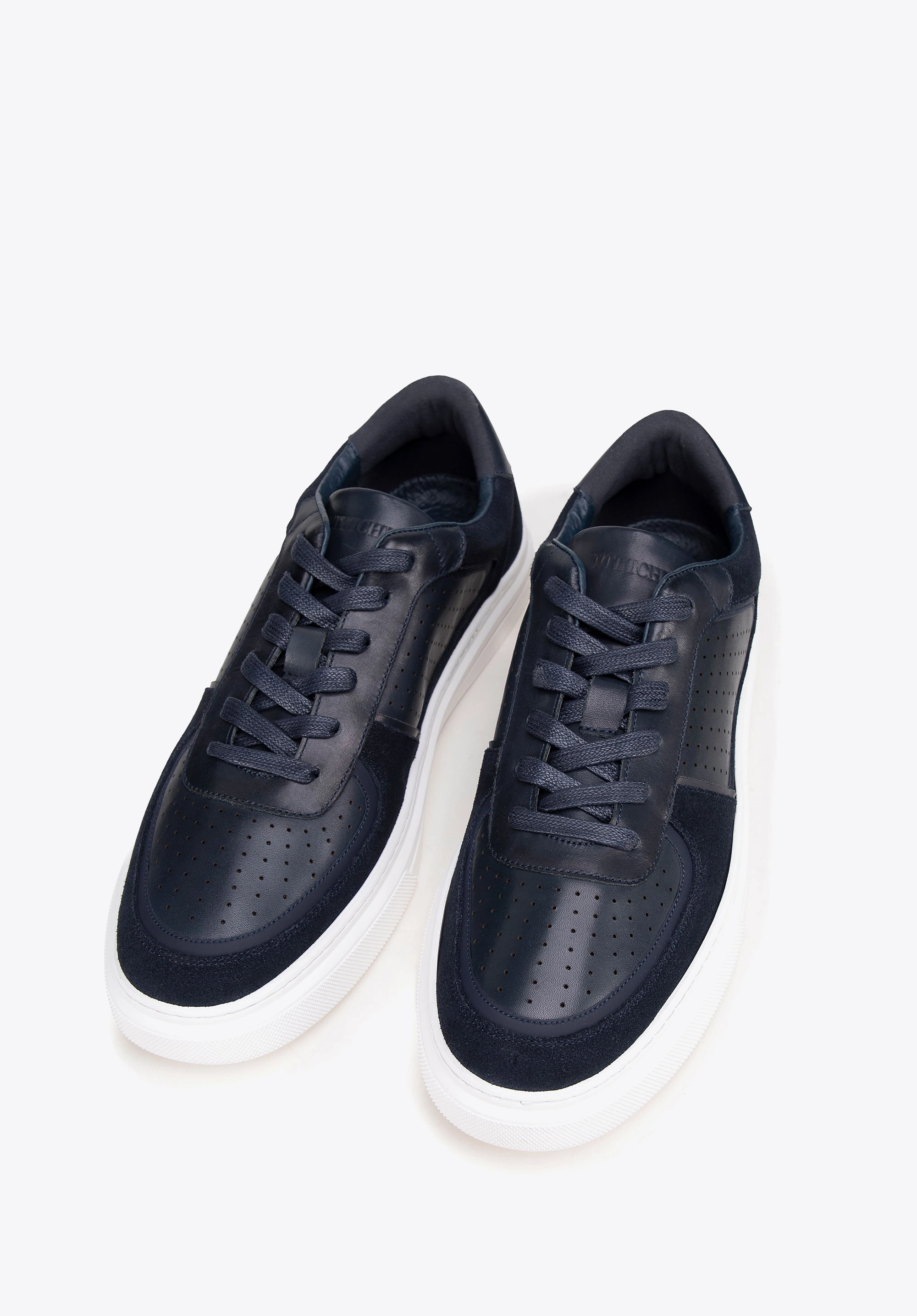 Męskie sneakersy ze skóry granatowe