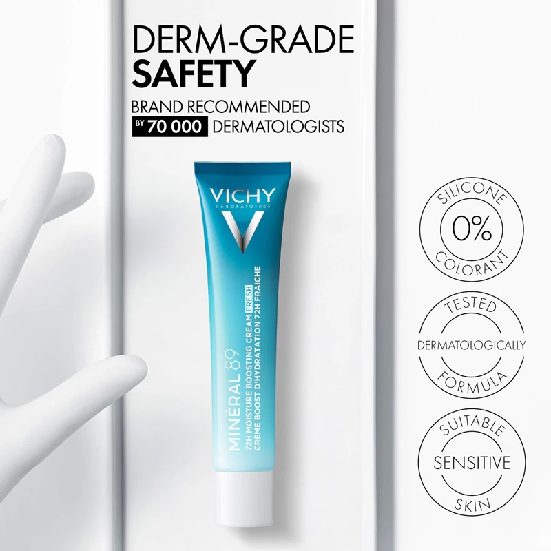 Vichy Minéral 89 72H Moisture Boosting Cream Svaigs mitrinošs sejas krēms ar hialuronskābi