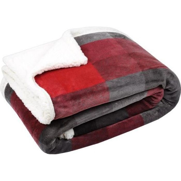 Tartán escocés de 130 x 160 cm - Gris, Rojo